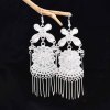 E-6668 Bohemian Silver Alloy Butterfly Flower Pattern Dangle Earrings for Women