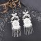 E-6668 Bohemian Silver Alloy Butterfly Flower Pattern Dangle Earrings for Women