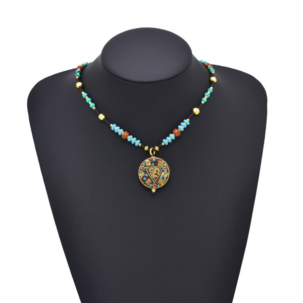 N-8250 New Unique Design Bohemian Style Colorful Beaded Metal Pendant Women's Fashion Necklace