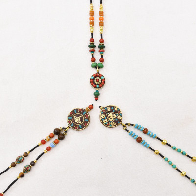 N-8250 New Unique Design Bohemian Style Colorful Beaded Metal Pendant Women's Fashion Necklace