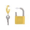 S-0106 Punk Novelty Lock Key Pendant Earrings Necklace Set for Women