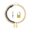 S-0106 Punk Novelty Lock Key Pendant Earrings Necklace Set for Women