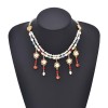 N-8252 Double Layer Fashion Pearl Beaded Necklace for Women
