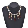 N-8252 Double Layer Fashion Pearl Beaded Necklace for Women