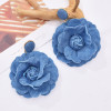 E-6671 Trendy New Women's Blue Denim Flower Punk Style Fashion Earrings