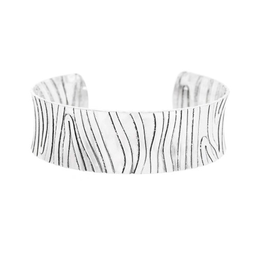B-1306 2 Styles Silver Circle Tree Texture Open Bracelet for Women Men