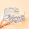 B-1304 Silver Women Open Bracelets Ethnic Carved Statement Bracelets