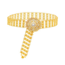 N-8253 Women Gold Belt Body Jewelry Bohemian Crystal Flower Ethnic Waist Chains