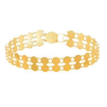 N-7764 Indian Double Chain Women Belt Body Jewelry Indian France Gold Metal Hollow Flower Belly Dance Waist Belt Chains for Women