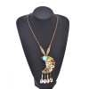 N-8256 New Retro Ethnic Style Handmade Acrylic Two Color Crescent Pendant For Women's Fashion Tassel Necklace