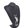 N-8256 New Retro Ethnic Style Handmade Acrylic Two Color Crescent Pendant For Women's Fashion Tassel Necklace