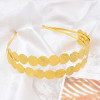 F-1144 New Unique Design Gold Round Coin Inlaid Women's Fashion Metal Plated Hair Band