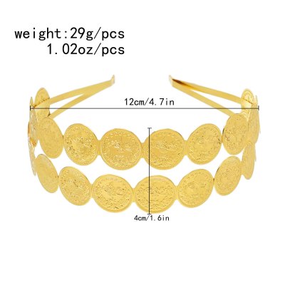F-1143 Bilayer Coin Hairband Golden Bohemian Ethnic Wedding Party Hair Jewelry