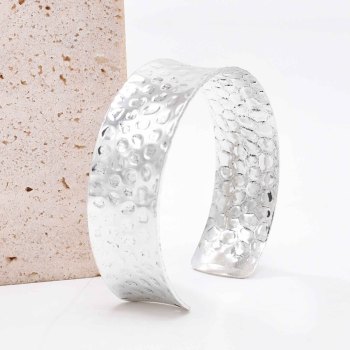 B-1311 Tibetan Vintage Silver Carved Flower Open Bracelet for Women