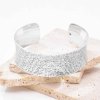 B-1311 Tibetan Vintage Silver Carved Flower Open Bracelet for Women