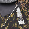 F-1147 Hot Selling New Retro Ethnic Minority Style Silver Plated Metal Carving Long Tassel Women's Fashionable Hair Bun