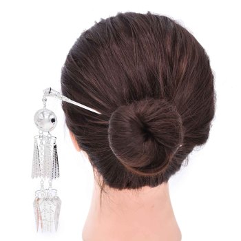 F-1148 Silver Alloy Tassel Women Hairpin Ethnic Pendant Statement Hair Jewelry