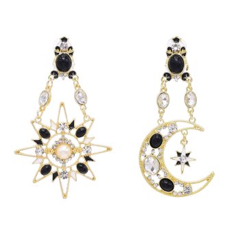 E-6673 Star Moon Women Drop Earrings Bohemian Ethnic Rhinestones Charms Earrings