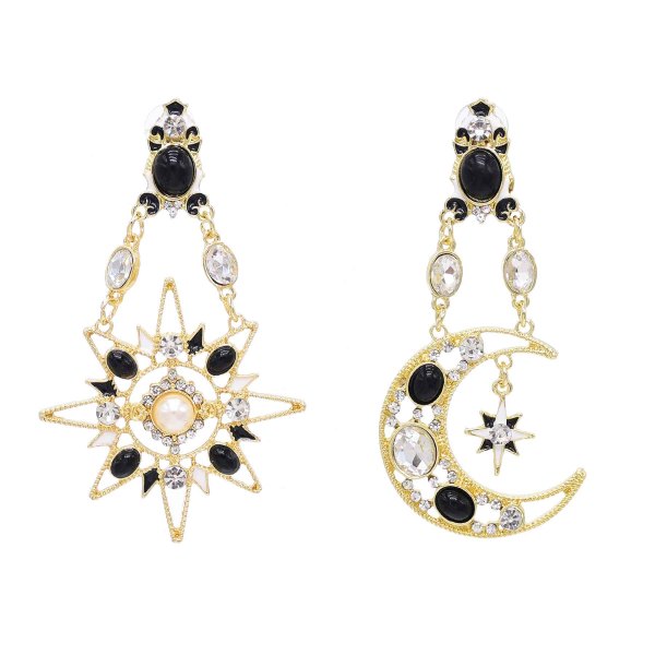 E-6673 Star Moon Women Drop Earrings Bohemian Ethnic Rhinestones Charms Earrings