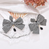 E-6674 New Unique Design Black and White Plaid Women's Personalized Fashion Fabric Earrings Jewelry