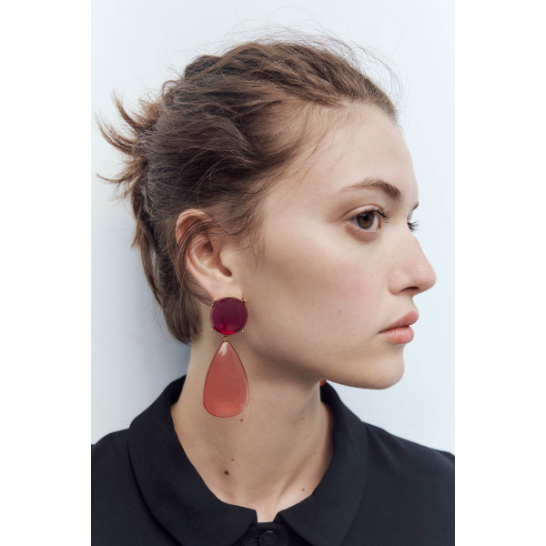 E-6677 Acrylic Drop Gemstone Dangle Earrings Women Fashion Resin Earrings
