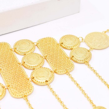 N-8265 Gold Coin Metal Belt Arab Ethnic Clothing Body Jewelry