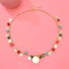 N-8264 Bohemian Fashion Colorful Necklace Coin Chains Colorful Beads Necklace for Women