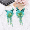 E-6680 New Design Emerald Green Acrylic Beaded Tassels Women's Personalized Pendant Earrings