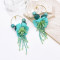 E-6680 New Design Emerald Green Acrylic Beaded Tassels Women's Personalized Pendant Earrings