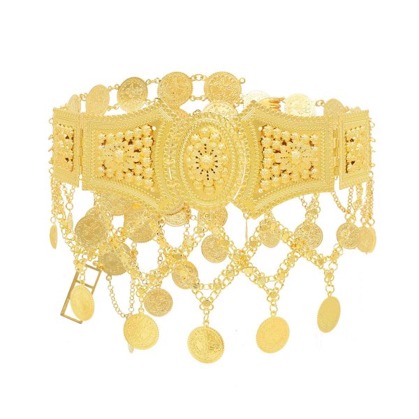 N-8267 Golden Coin Tassel Women Body Jewelry Ethnic Statement Waist Chains