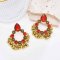 E-6681 Vintage Crystal Belly Tassel Red Green Black Champagne Color Earrings for Women