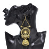 E-6682 New Vintage Bohemian Style Gold Bell Pendant Women's Fashion Metal Earrings