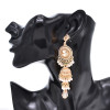 E-6683 New Black/Red/Red/Gold Four Crystal Inlaid Tassel Pendant Women's Fashion Earrings