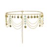 N-8276 Coin Tassel Women Body Jewelry Statement Vintage Acrylic Waist Chains