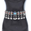 N-8278 New Colorful Acrylic Inlaid Fan Metal Carved Silver Women's Fashion Waistchain
