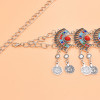 N-8278 New Colorful Acrylic Inlaid Fan Metal Carved Silver Women's Fashion Waistchain