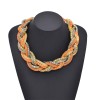 N-1032 European American Fried Dough Twists Three Color Bib Necklace