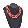 N-1032 European American Fried Dough Twists Three Color Bib Necklace