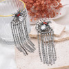 E-6687 Gun Black Rhinestone Crystal Animal Spiders Tassels Earrings for Women