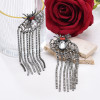E-6687 Gun Black Rhinestone Crystal Animal Spiders Tassels Earrings for Women