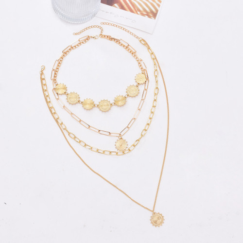 N-8269 New Simple Gold Women's Fashion Metal Set Necklace