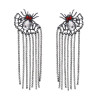 E-6687 Gun Black Rhinestone Crystal Animal Spiders Tassels Earrings for Women