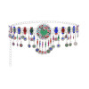 N-8282  Random colour Bohemian Colorful Acrylic Flower Women Belt Body Chain Inlaid Fan Metal Carved Silver Women's Fashion Waistchain