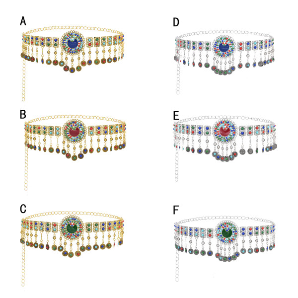 N-8281 Random colour Bohemian Colorful Acrylic Flower Women Belt Body Chain Inlaid Fan Metal Carved Silver Women's Fashion Waistchain