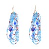 E-6689 New Fashion Flower Blue Rice Beaded Long Earrings for Women