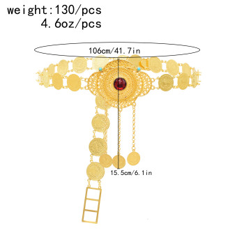 N-8284 Golden Carved Women Body Chains Coin Tassel Statement Waist Jewelry