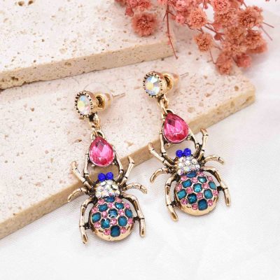 E-6690 Fashion Punk Spider Pattern Women Dangle Earrings Full Crystal Earrings