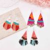 E-6691 Fashion Bohemian Small Acrylic Beads Long Tassel Dangle Earrings for Women