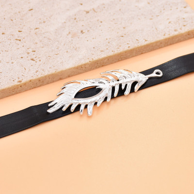 F-1153 New Fashion and Antique Silver Leaf Men's and Women's Black Headwear Accessories