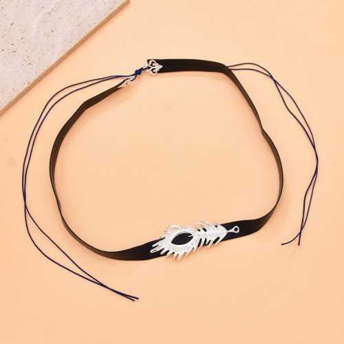 F-1153 New Fashion and Antique Silver Leaf Men's and Women's Black Headwear Accessories